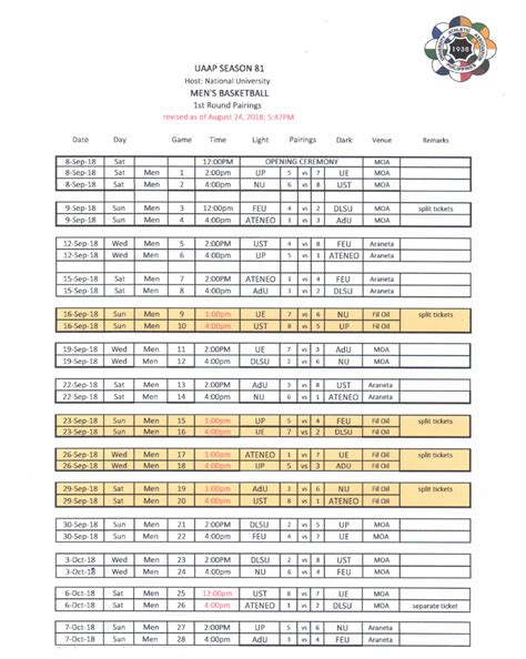 LOOK: Official schedule and team lineups for UAAP Season 81 men’s.